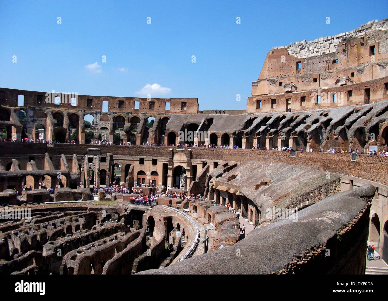 Dettaglio del romano Collosseum in Roma, Italia. Foto Stock