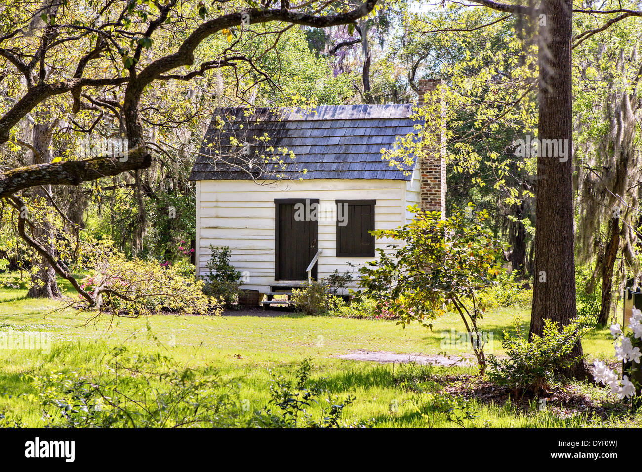 Slave originale quarti di Magnolia Plantation Aprile 10, 2014 in Charleston, Sc. Foto Stock