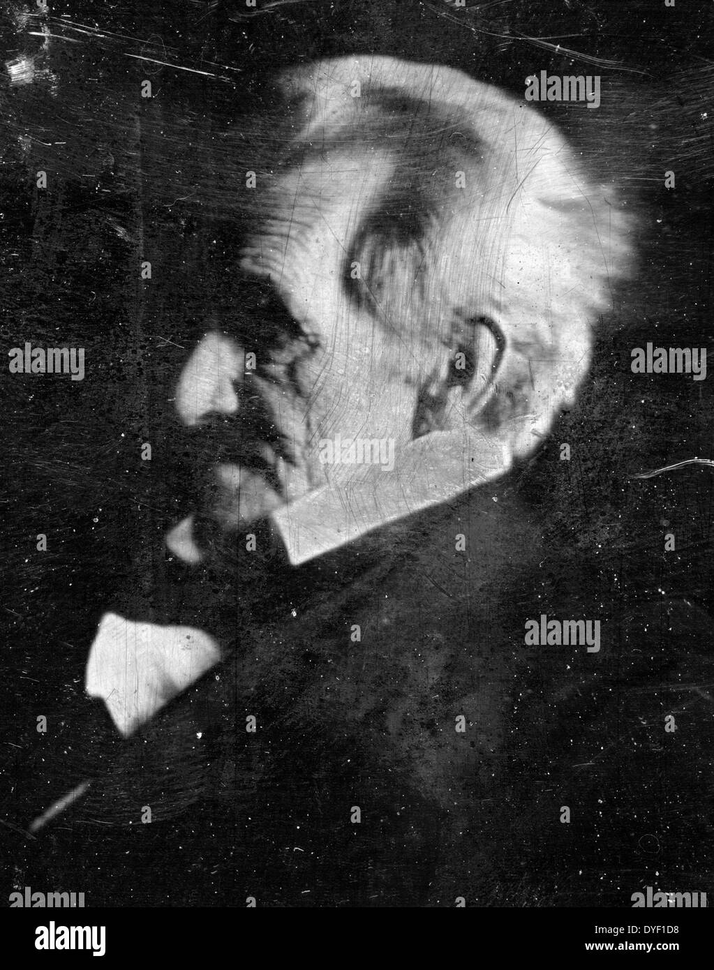 Una testa e spalle fotografia ritratto dell ex presidente americano Andrew Jackson. Mostra di lui in semi-profilo. Fotografata da Edward Anthony circa 1844-1845. Foto Stock