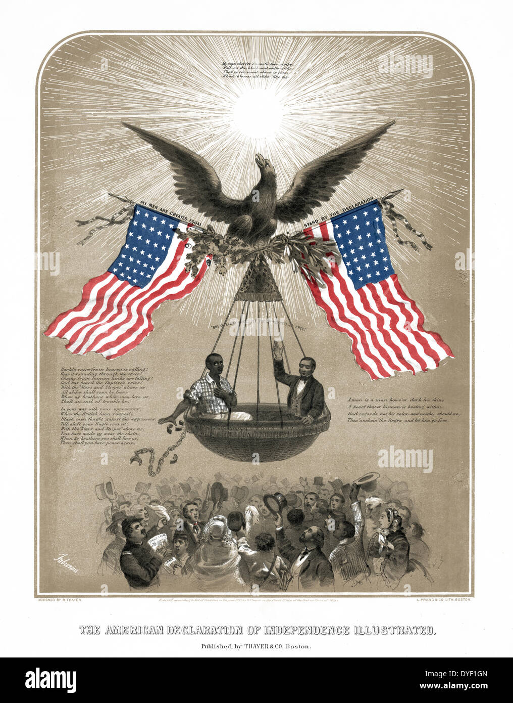 Dichiarazione di Indipendenza Americana illustrato da Dominique Fabronius, artista c1861. Foto Stock