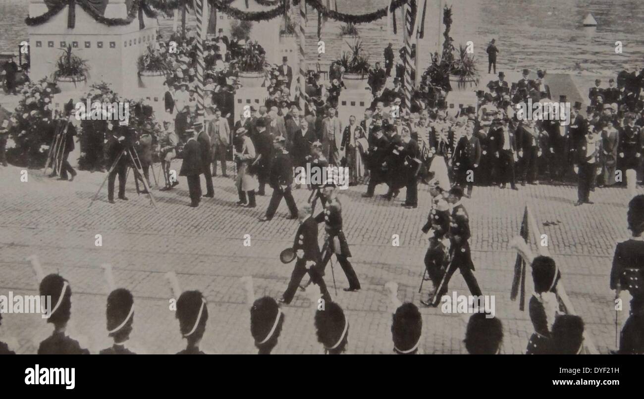 Visita di Stato in Svezia dal presidente Raymond Poincare dove è stato accolto da una folla 1914. Foto Stock