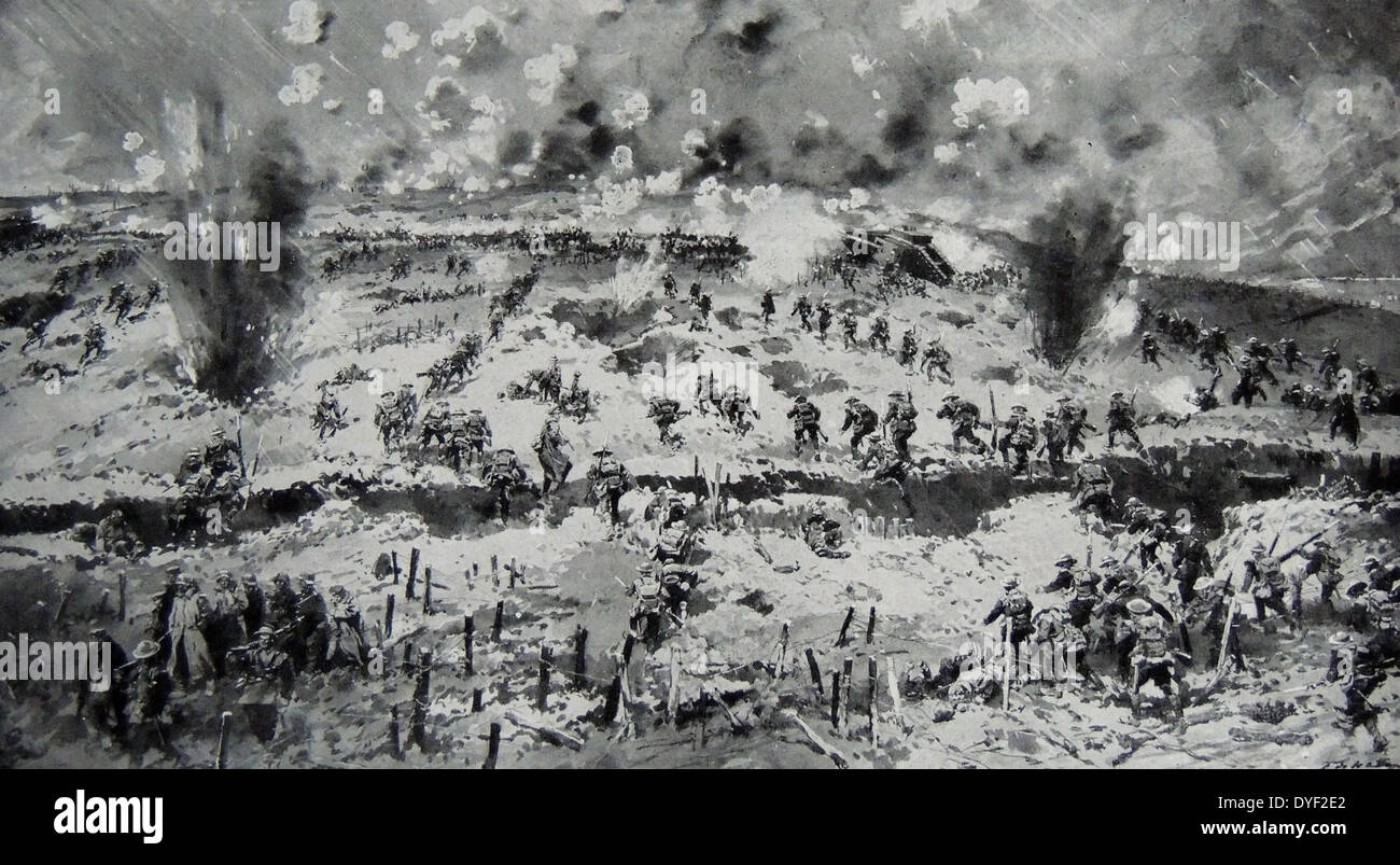 La battaglia di Messines (7-14 giugno 1917)[NOTA 1] era un offensiva condotta dal britannico secondo esercito, sotto il comando del generale Herbert Plumer, sul fronte occidentale nei pressi del villaggio di Messines in Belgio Fiandre occidentale durante la Prima Guerra Mondiale. Foto Stock