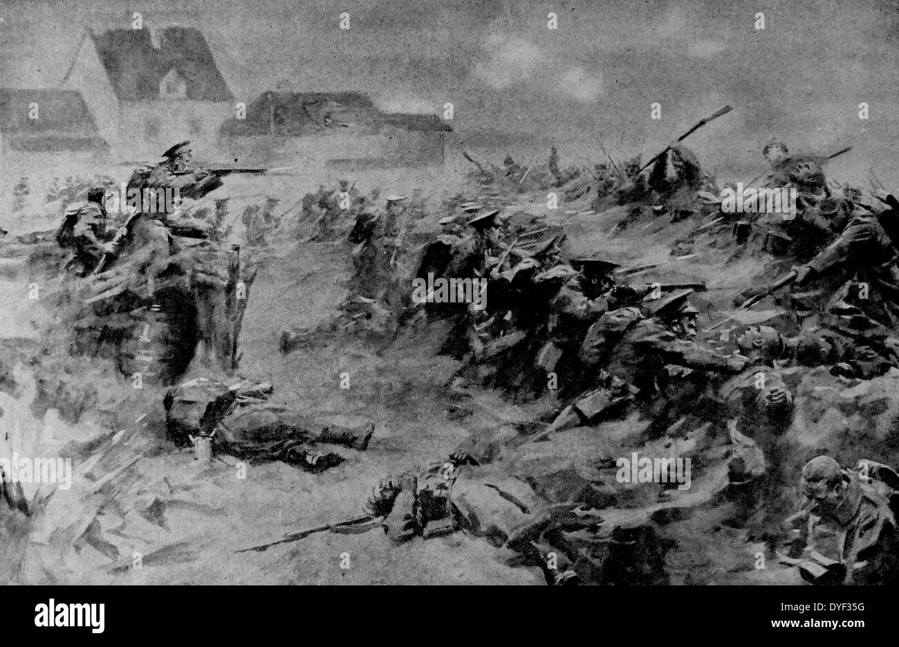 Le forze britanniche durante la prima battaglia di Ypres. Foto Stock