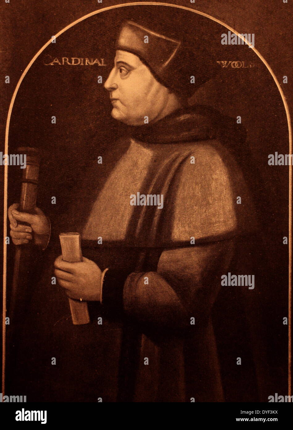 Profilo Ritratto del Cardinale Thomas Wolsey. Un cardinale nella Chiesa cattolica romana e un estremamente potente figura alla corte del re Henry VIII Vissuto tra il 1473 e il 1530. Foto Stock
