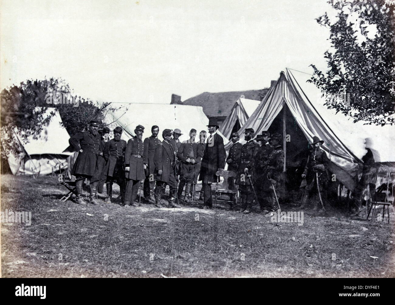 Il presidente Abraham Lincoln 1862. Battle-Field di Antietam. Alexander Gardner Foto Stock