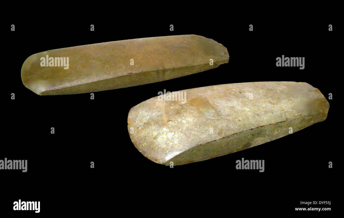 Pietra lucidata ax-teste dal periodo neolitico. Foto Stock