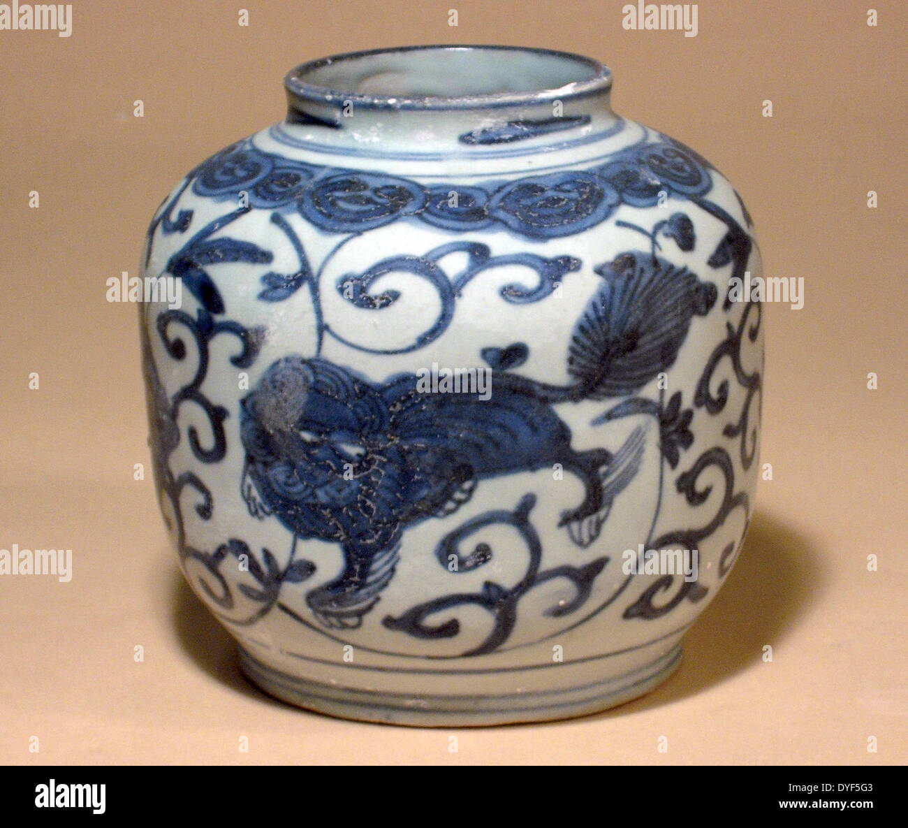 Antica Cina: blu-bianco vaso ware. La Dinastia Ming, 1368 - 1644 Annuncio. Ceramica invetriata. Foto Stock