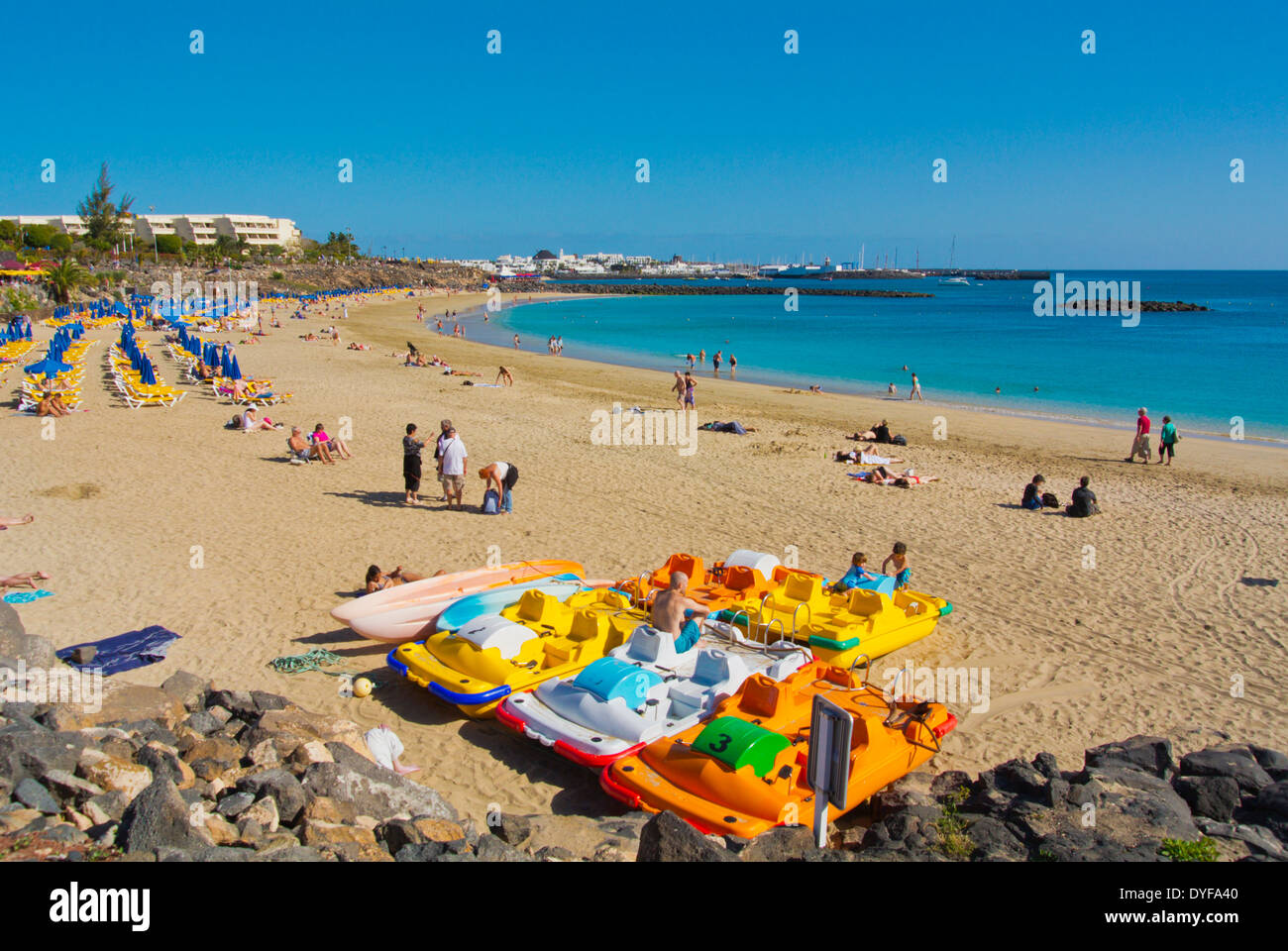 Playa Dorada Beach, Playa Blanca, Lanzarote, Isole Canarie, Spagna, Europa Foto Stock