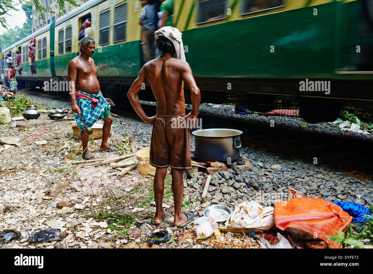 India Bengala Occidentale, Calcutta, Calcutta, Bagbazar stazione ferroviaria Foto Stock
