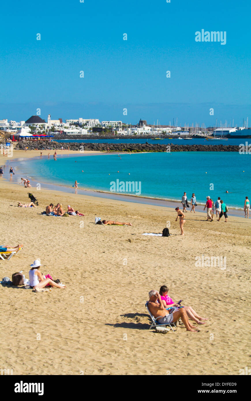 Playa Dorada Beach, Playa Blanca, Lanzarote, Isole Canarie, Spagna, Europa Foto Stock