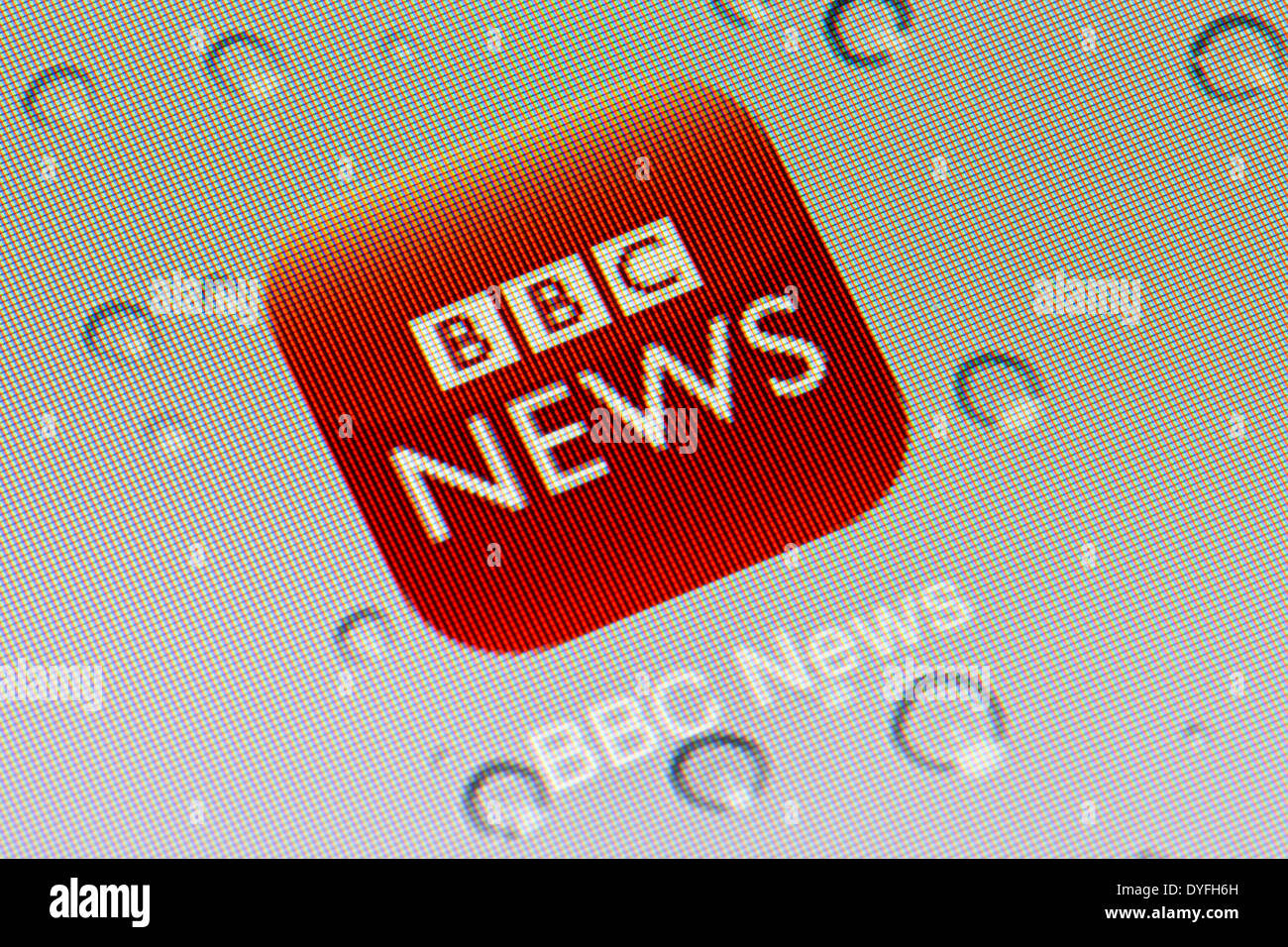 BBC News app icona logo su iPad App icone loghi Foto Stock