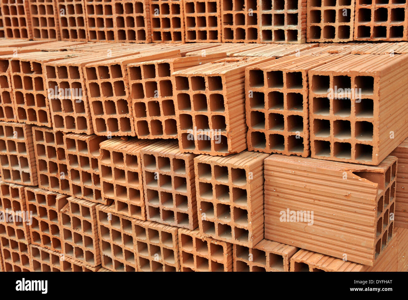 Clay Muratura blocchi di costruzione Foto Stock