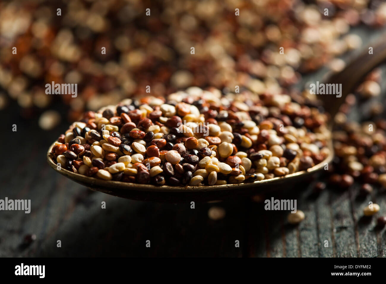 Organico grezzo colorato la quinoa in una ciotola Foto Stock