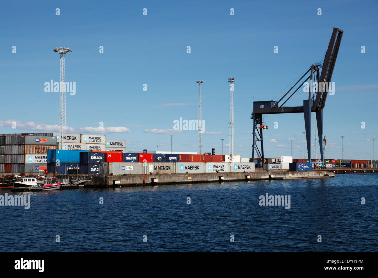 Terminale per container nel porto di Copenhagen, Danimarca Foto Stock