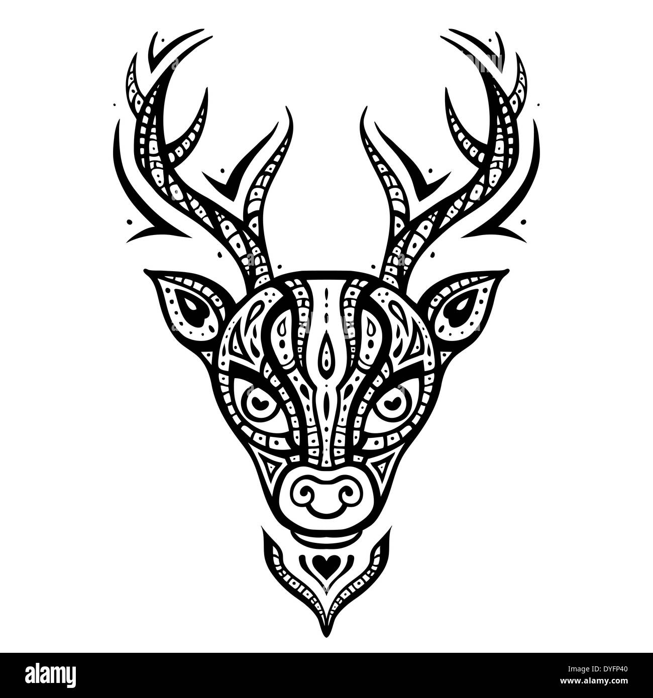 Testa di cervo. Modello etnico. Foto Stock