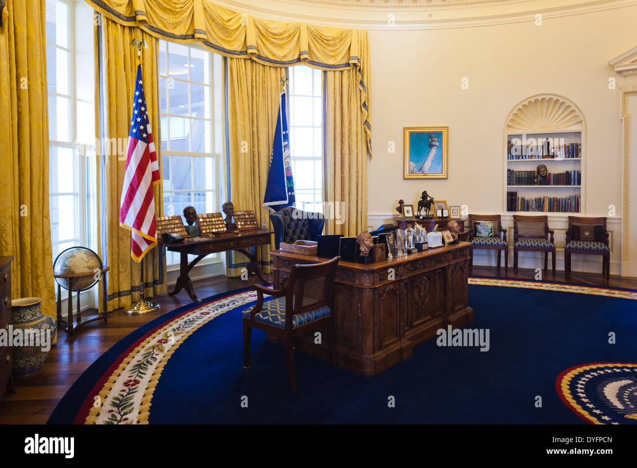 Stati Uniti d'America, Arkansas, Little Rock, William J. Clinton Presidential Library and Museum, replica dell'Ufficio Ovale della Casa Bianca Foto Stock