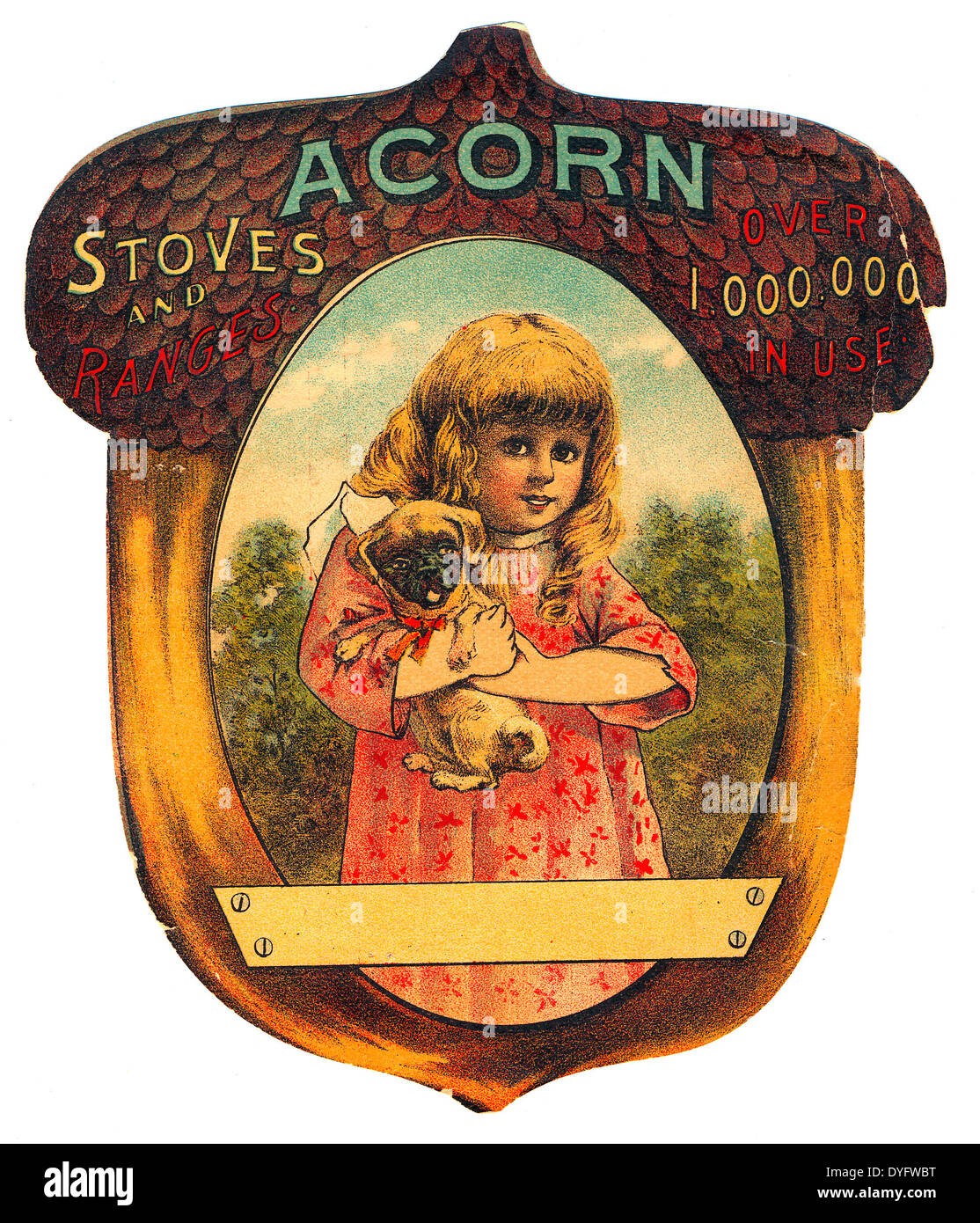 Pubblicità per Acorn stufe e gamme - oltre 1.000.000 in uso, circa 1886 Foto Stock