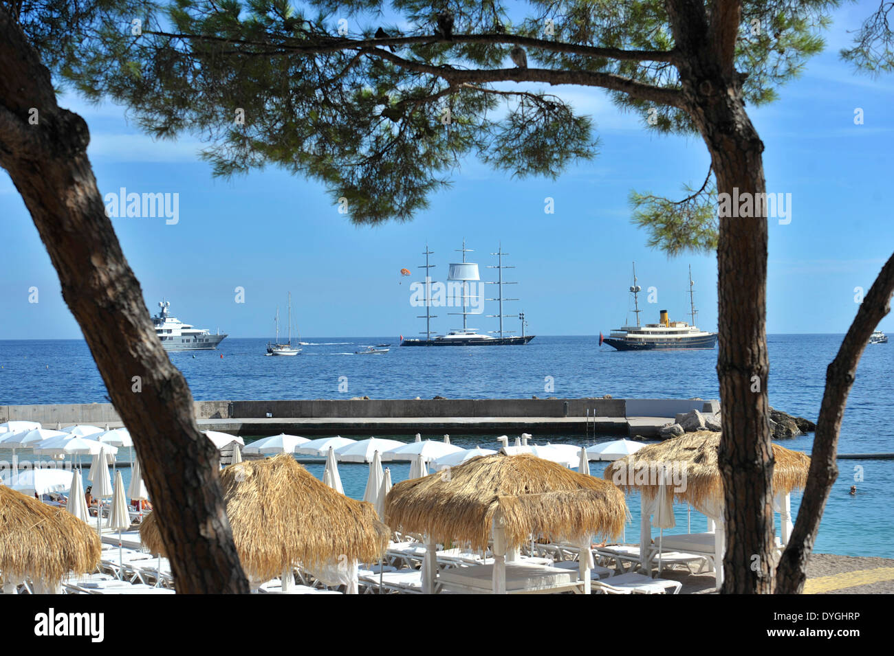 Riprodurre la massa dei ricchi e famosi, yacht e spiagge calde sono attendono il turista nel Principato di Monaco. Foto Stock