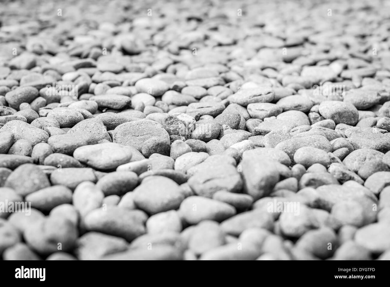 Heap di ghiaia come astratta sfondo naturale. Abbondanza di grigio e marrone pietre ghiaia in vista ravvicinata. Foto Stock
