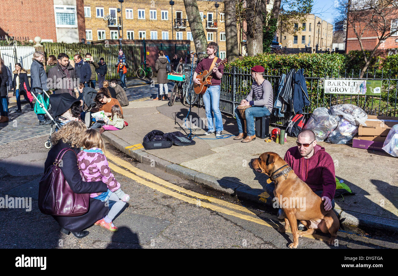 Columbia Road Market street scene, London, England, Regno Unito Foto Stock