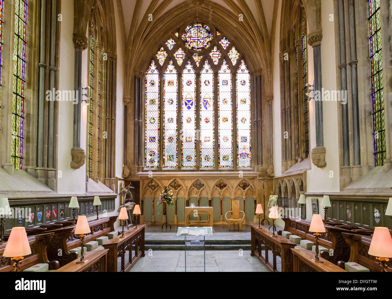 Il Vescovo la Cappella nel Palazzo del Vescovo, pozzi, Somerset, Inghilterra, Regno Unito Foto Stock