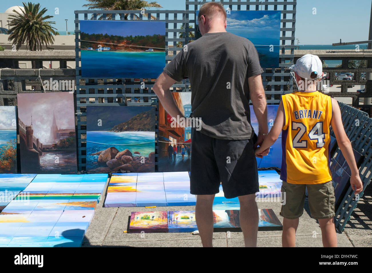 Mercato di domenica a St Kilda sulla Port Phillip Bay, Victoria, Australia Foto Stock