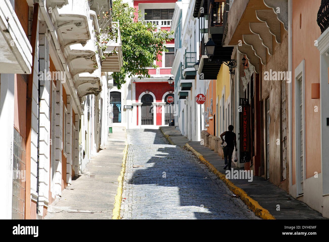 San Juan Portorico Territorio USA scena di strada vecchia San Juan Foto Stock