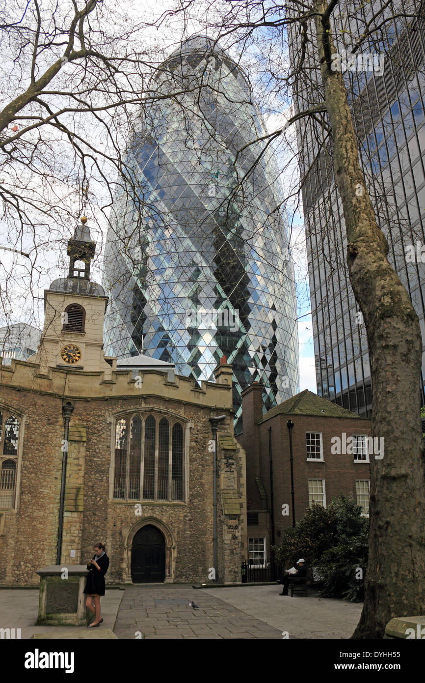30 St Mary Axe nella città, London EC3, Inghilterra, Regno Unito. Foto Stock