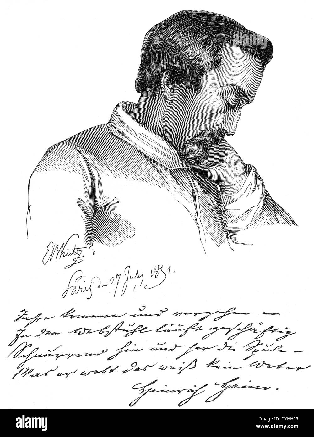 Christian Johann Heinrich Heine, 1797 - 1856, un poeta tedesco, scrittore e giornalista Foto Stock