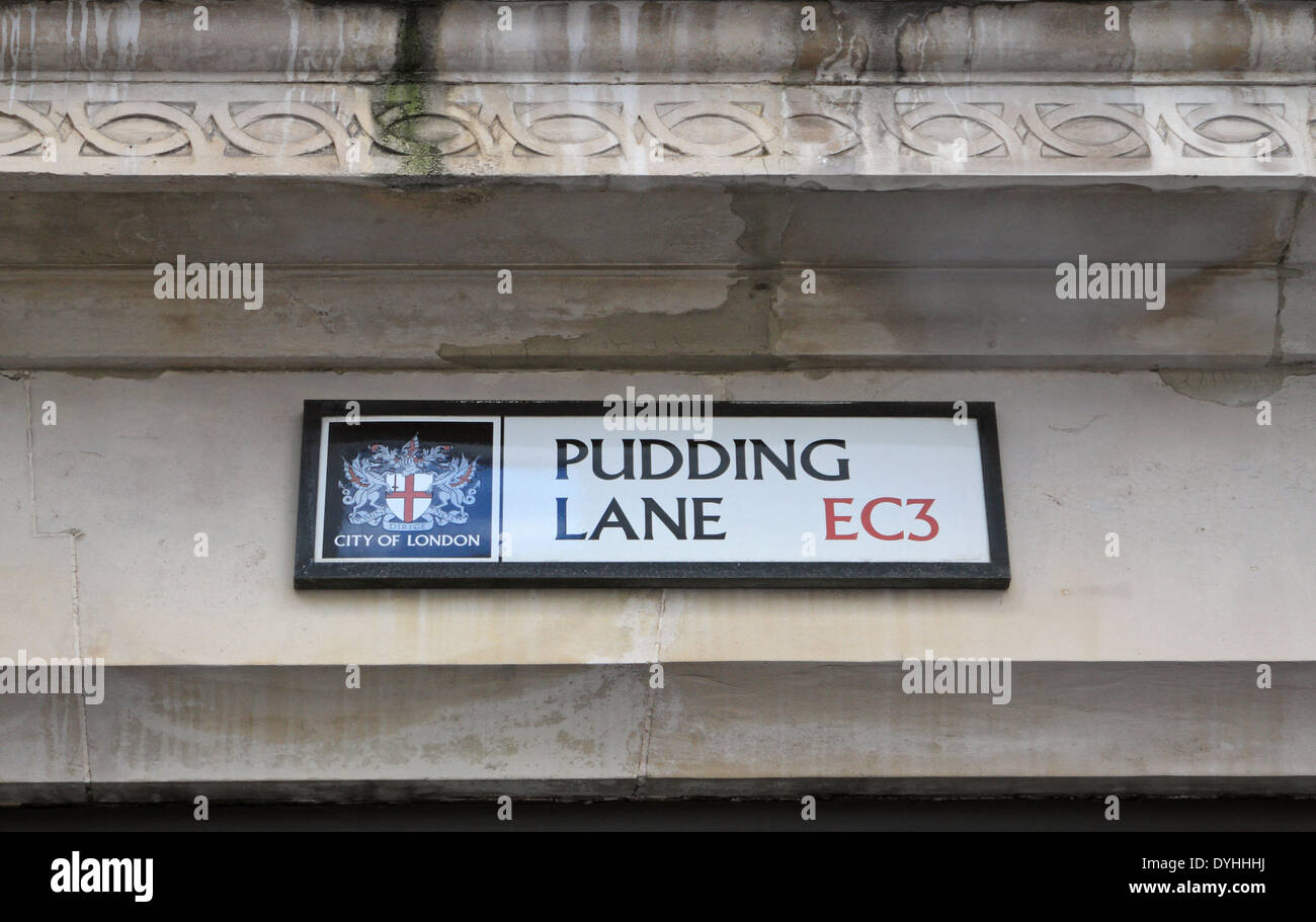 Pudding Lane, London EC3, Inghilterra, Regno Unito. Foto Stock