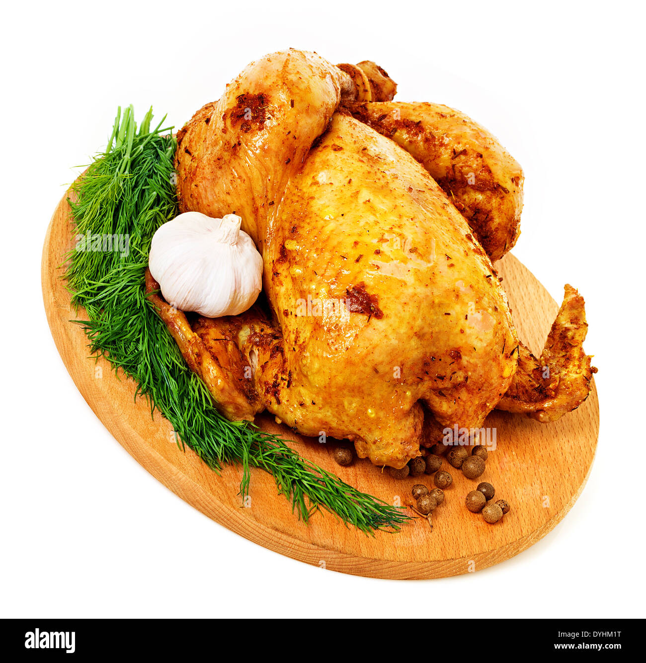 Pollo alla griglia close up su sfondo bianco Foto Stock