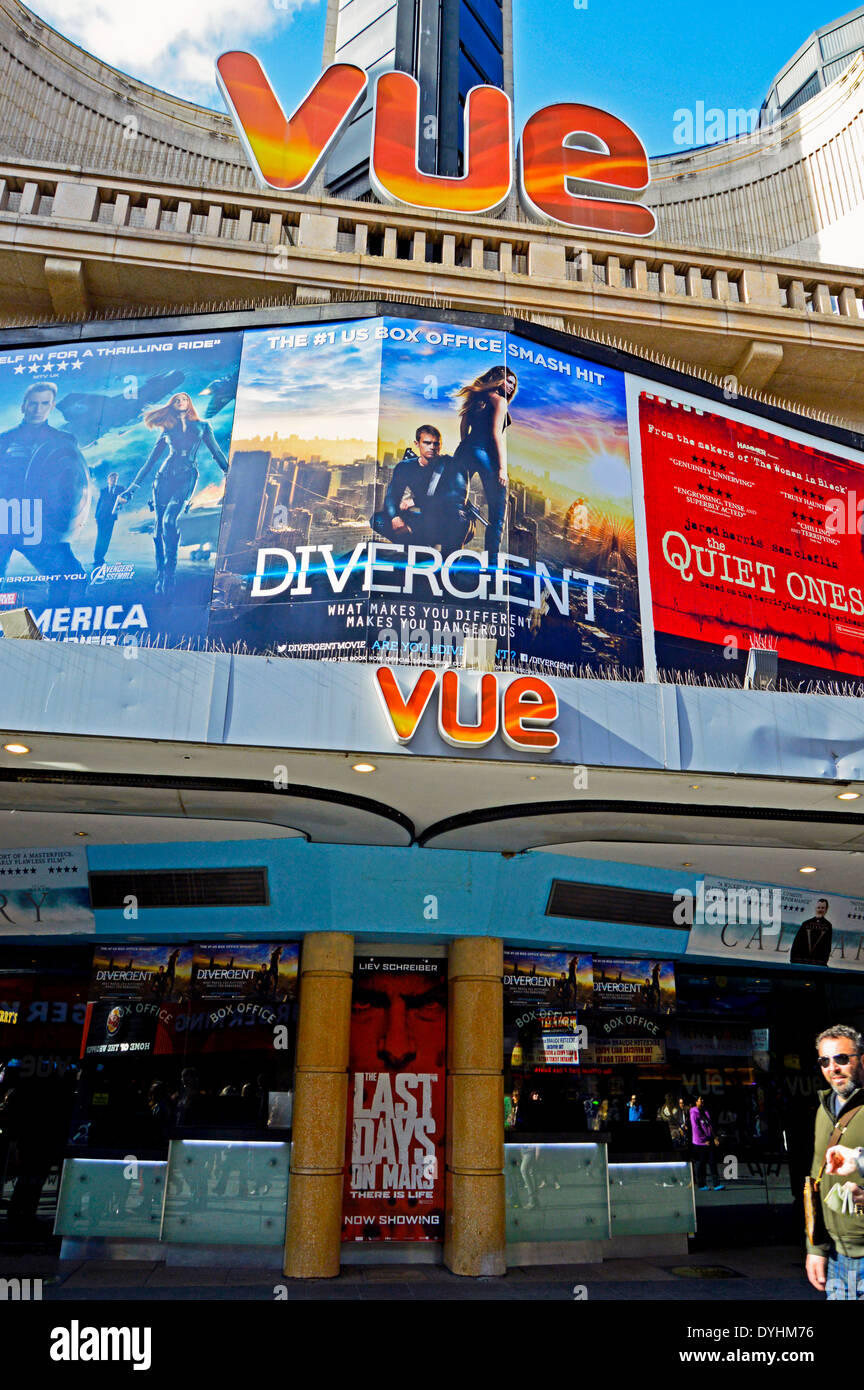 VUE Cinema, Leicester Square, nel West End di Londra, Inghilterra, Regno Unito Foto Stock