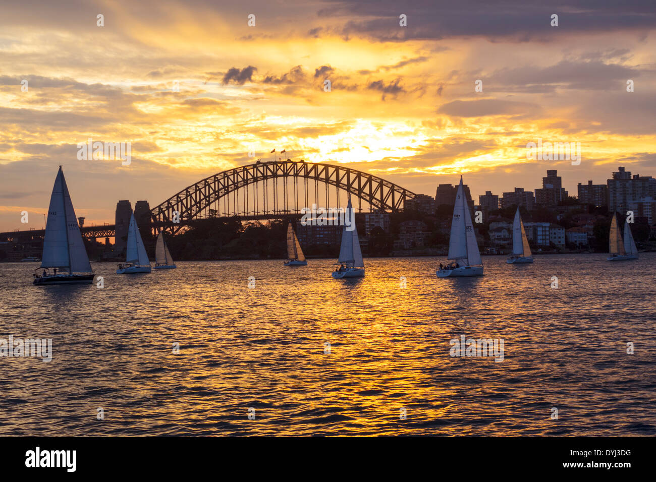 Sydney Australia, Sydney Harbour Bridge, porto, fiume Parramatta, barche a vela, acqua, AU140307115 Foto Stock