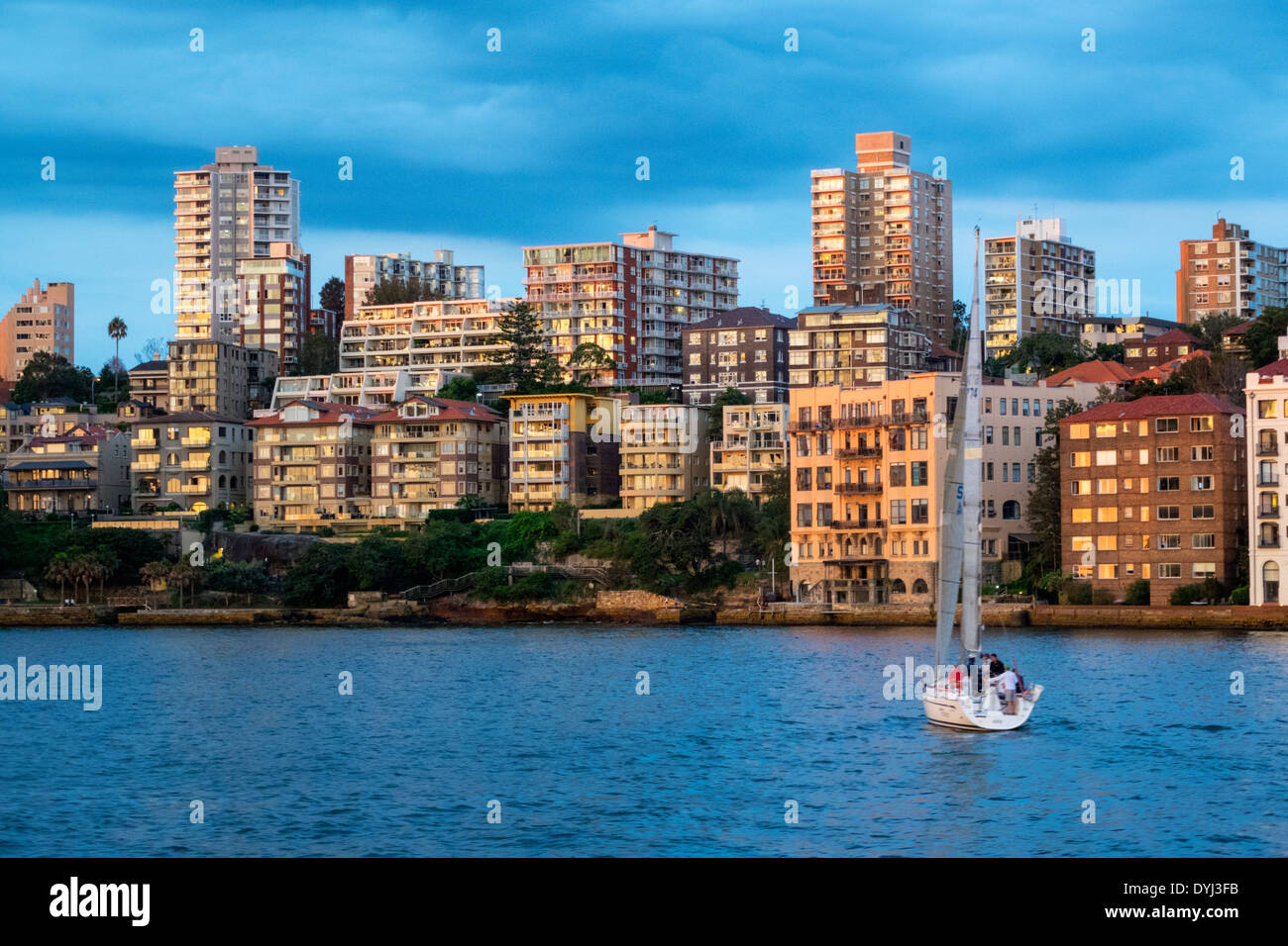 Sydney Australia,Porto di Sydney,porto,Fiume Parramatta,acqua,Kirribilli,quartiere,barca a vela,Lower North Shore,AU140307131 Foto Stock