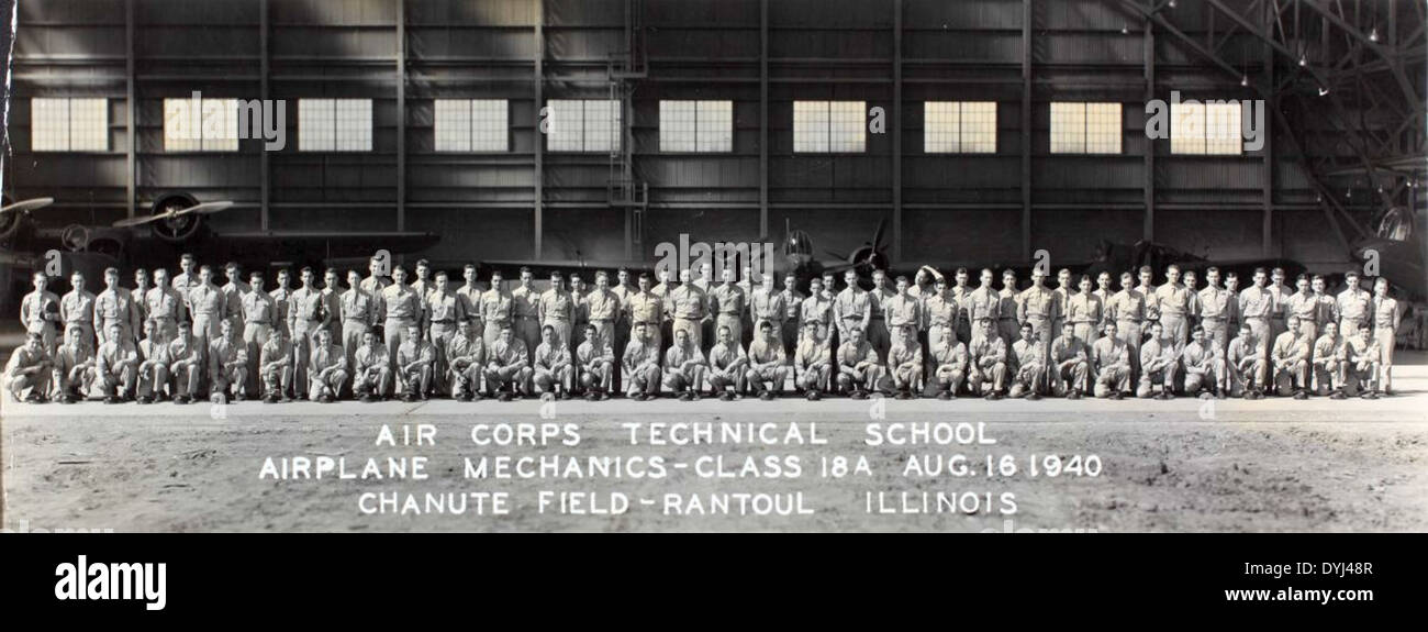 Air Corps Scuola Tecnica Meccanica aereo - Classe 18A. Chanute Campo - Rantoul, Illinois Foto Stock