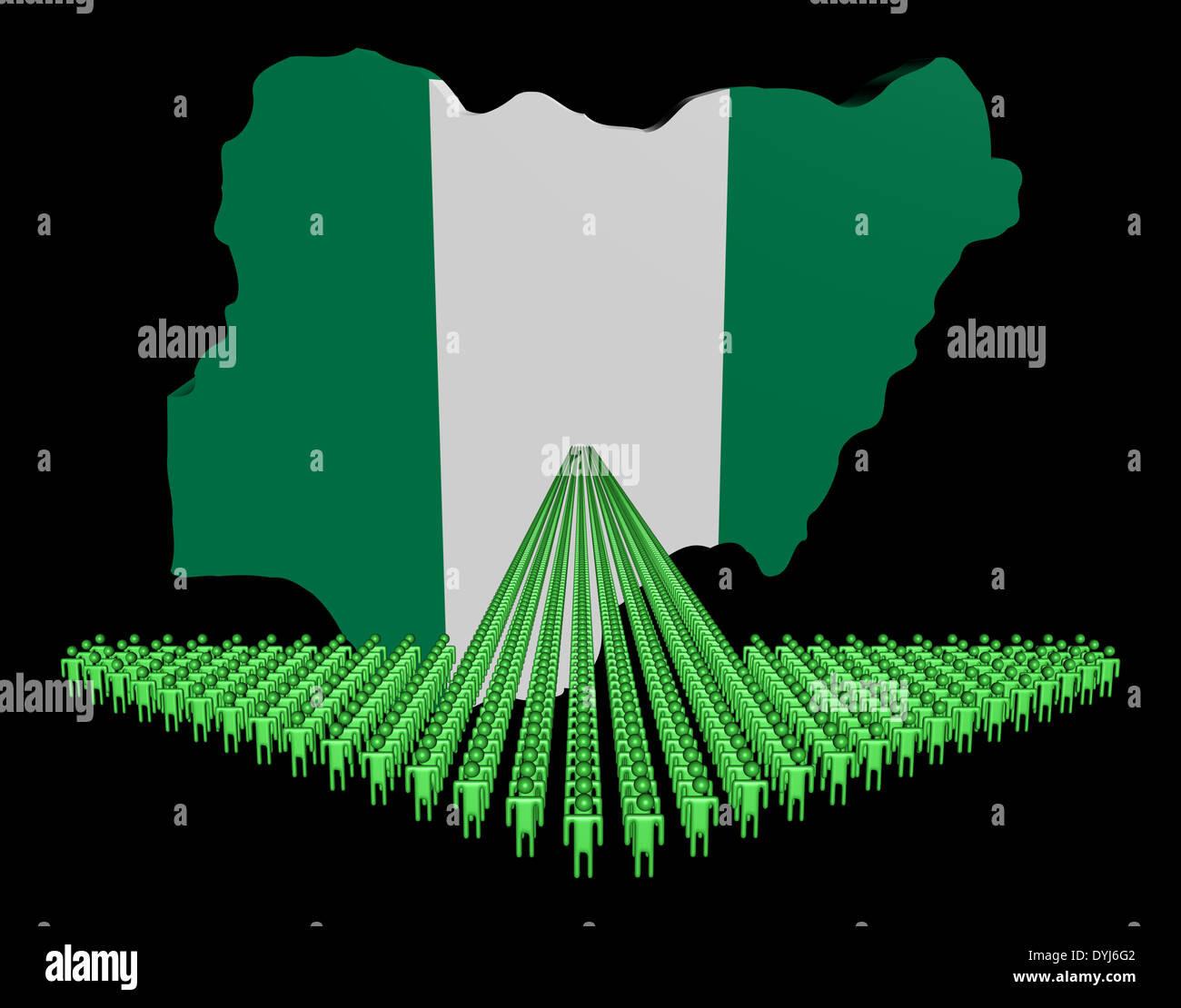 La freccia di persone con la Nigeria bandiera mappa immagine Foto Stock