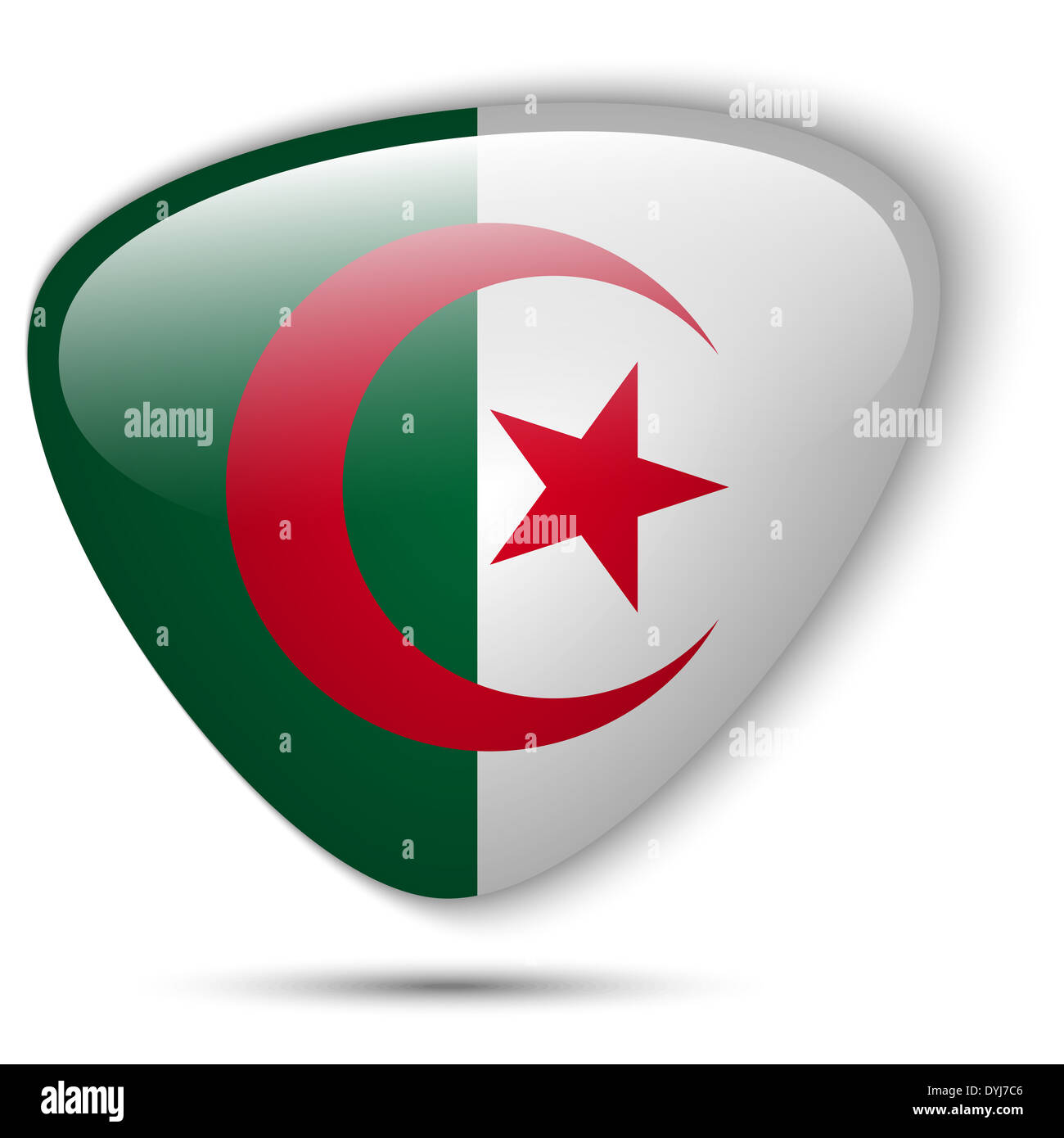 Vettore - Algeria bandiera pulsante lucida Foto Stock