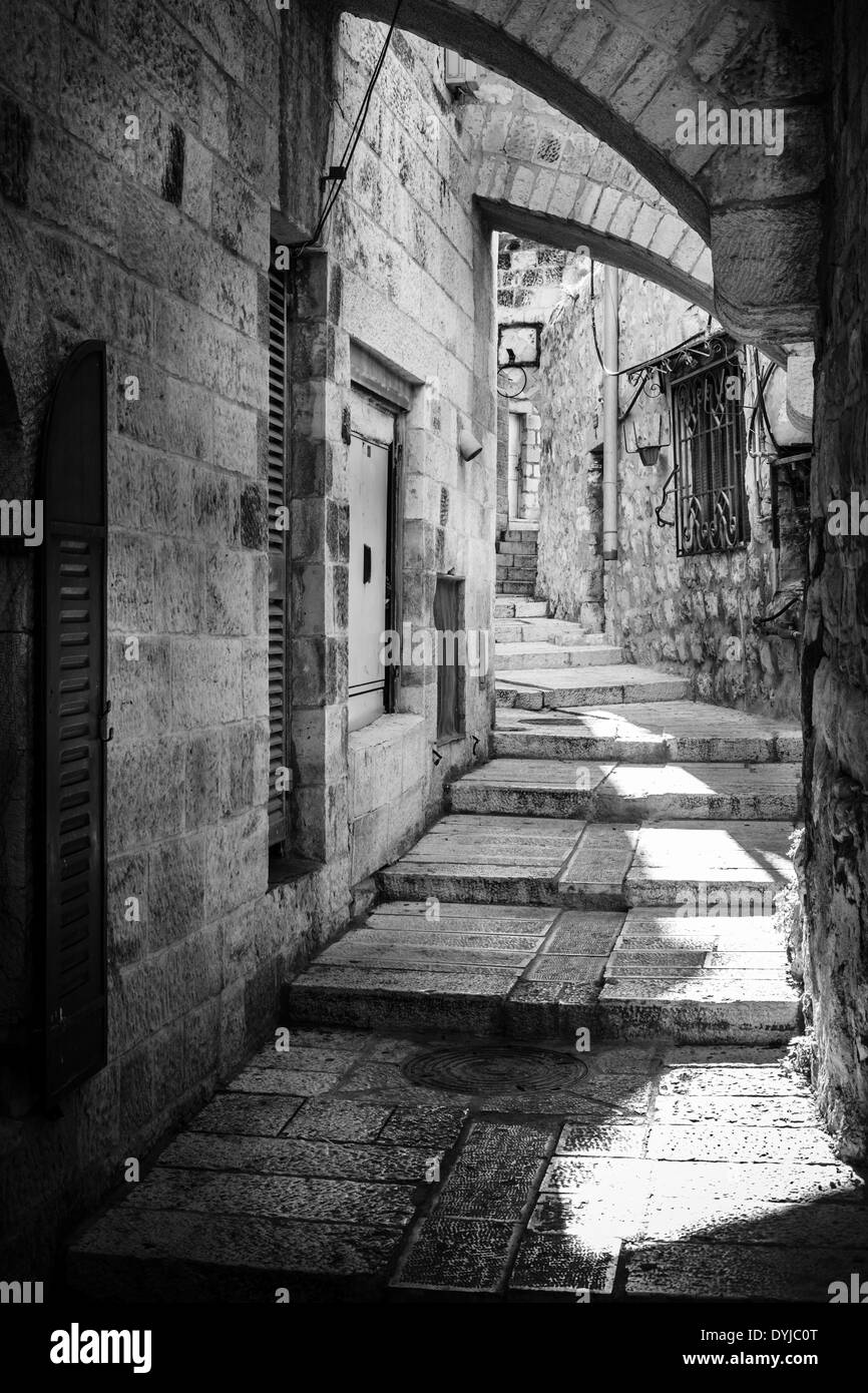 Una strada nel quartiere ebraico di Gerusalemme Foto Stock