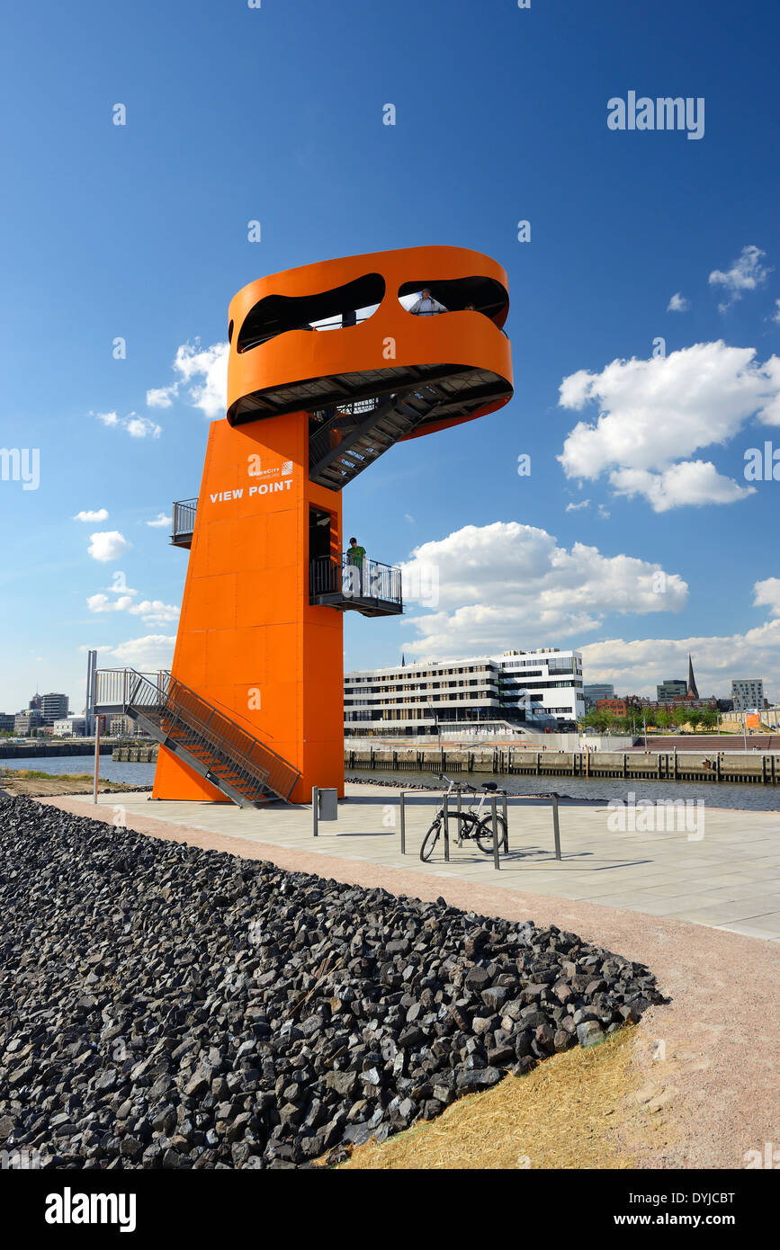 Aussichtsturm punto di vista am Baakenhafen in der Hafencity von Hamburg, Deutschland, Europa Foto Stock