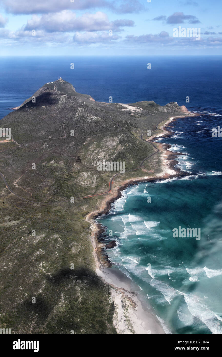 Vista aerea dell'estremità meridionale della Penisola del Capo vicino a Città del Capo, Sud Africa, con il Capo di Buona Speranza e di Cape Point. Foto Stock