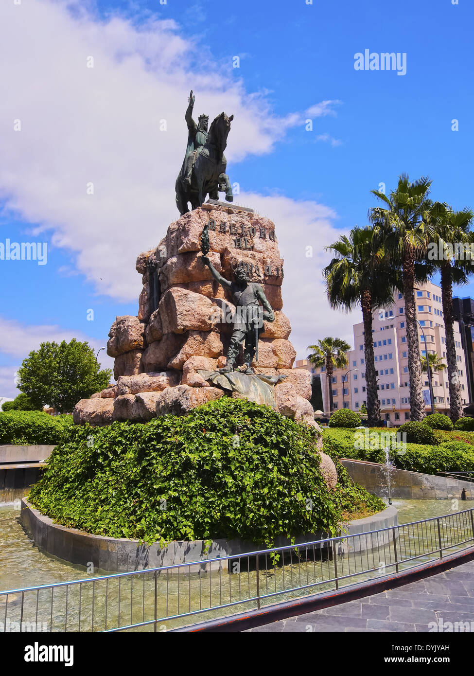 Monumento a cavallo sulla Plaza de Espana a Palma di Maiorca, isole Baleari, Spagna Foto Stock