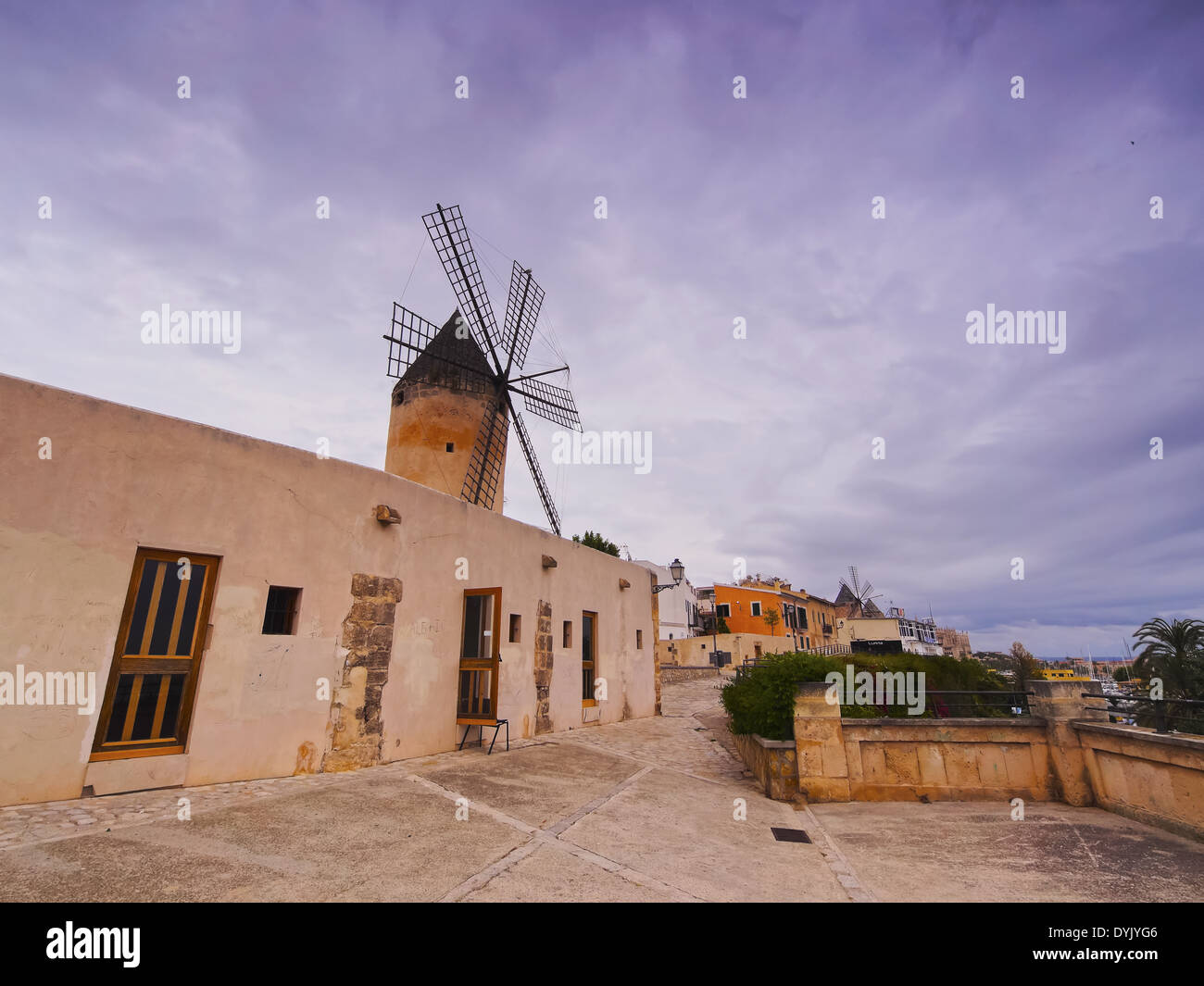 Mulino a vento a Palma di Maiorca, isole Baleari, Spagna Foto Stock