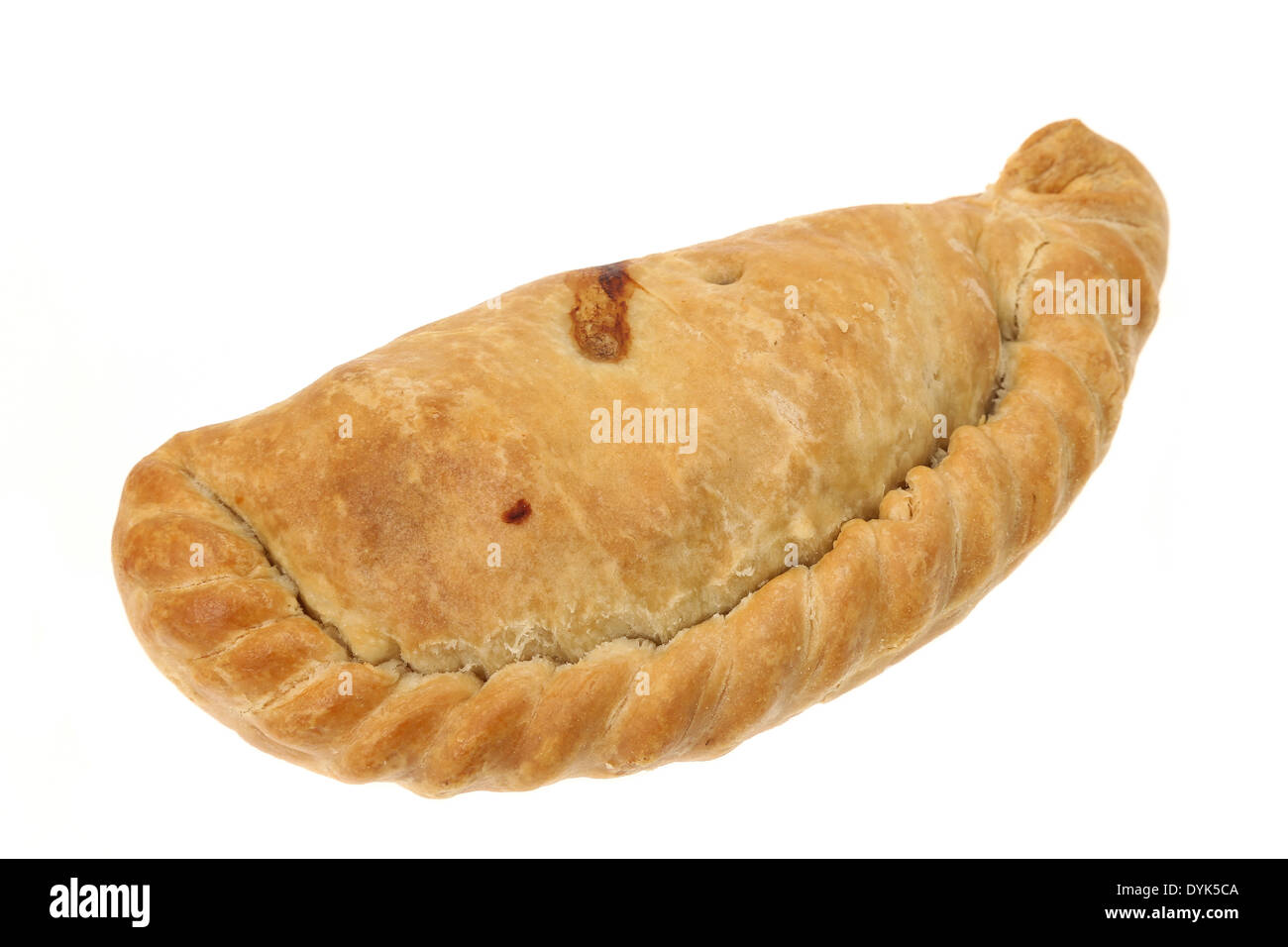 Tradizionale Cornish pasty - sfondo bianco Foto Stock