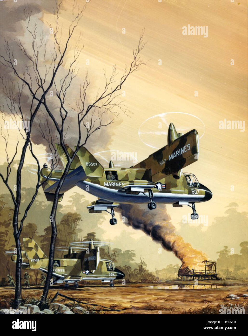 Il CL-84 era un velivolo VTOL (Vertical Takeoff and Landing) proposto dalla Canadair. Questa specifica variante, 127850B, ha rappresentato un potenziale progetto per applicazioni militari, incorporando tecnologie innovative per le unità rotanti che consentono sia il decollo verticale che il volo convenzionale. Foto Stock