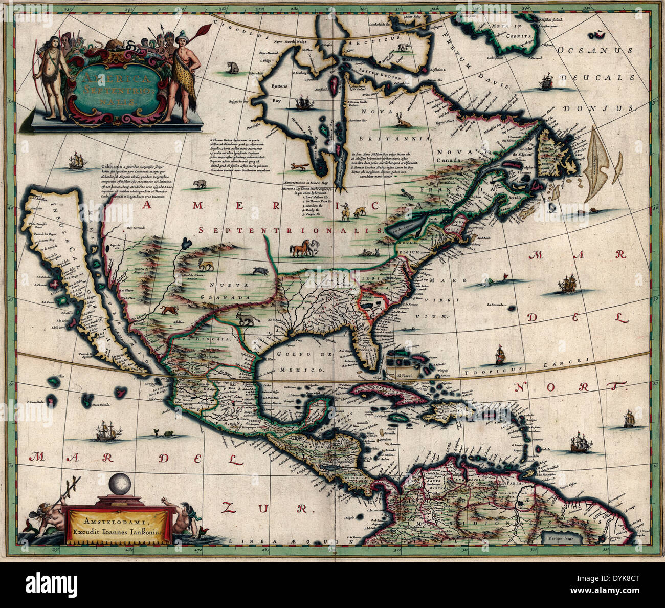 Mappa Antica North America 1607-89 Colonisation Nuovo