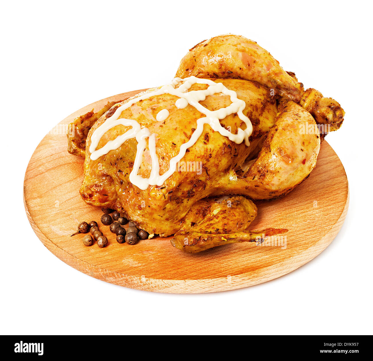 Pollo alla griglia close up su sfondo bianco Foto Stock