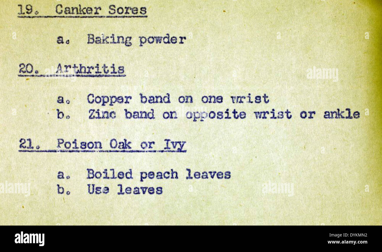 La collezione speciale di D. Heron Papers consiste in documenti storici e scritti relativi ai rimedi domestici e alla medicina alternativa, evidenziando le pratiche di guarigione in tempi precedenti. Foto Stock