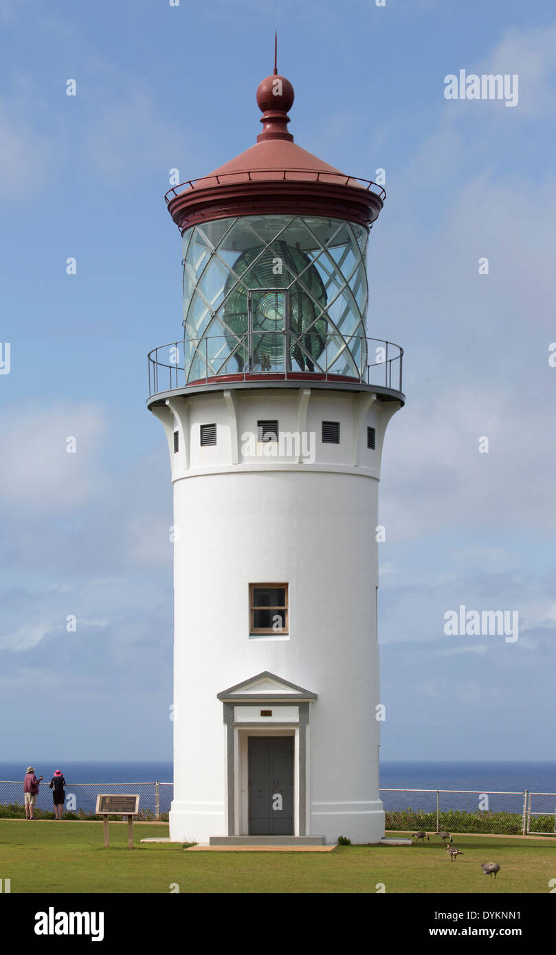 Daniel K. Inouye Kilauea Point Lighthouse, un'attrazione turistica storica sulla riva nord di Kauai Foto Stock