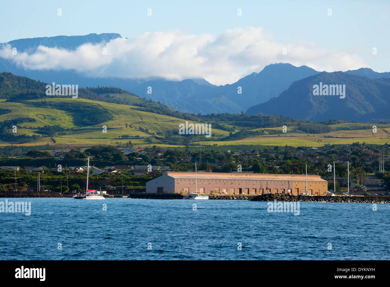 Molo commerciale di Port Allen a Hanapepe Bay, Kauai Foto Stock