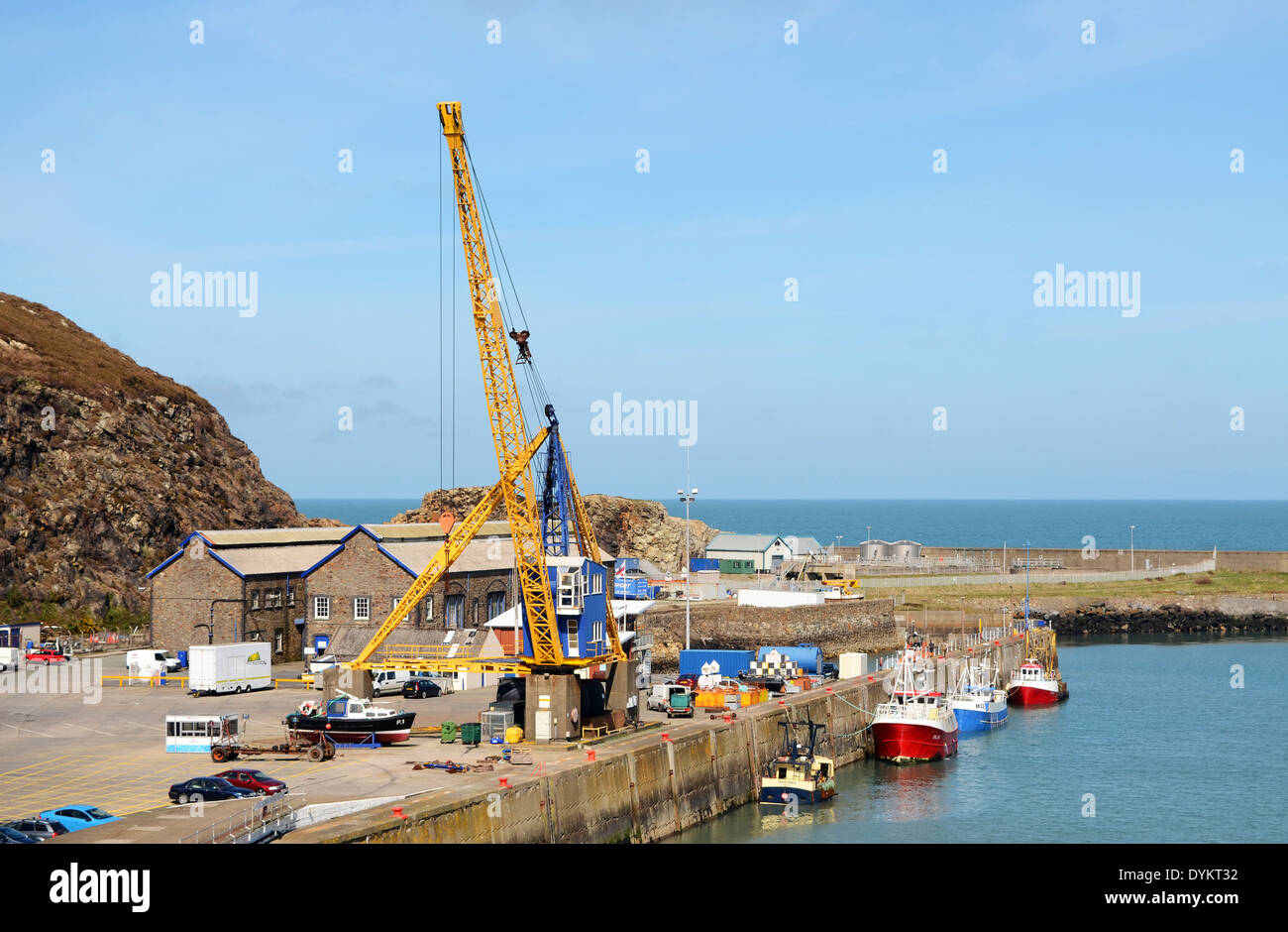 Fishguard al porto dei traghetti, Pembrokeshire, Wales, Regno Unito Foto Stock
